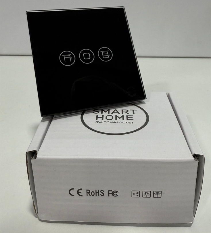 Tuya Zigbee Curtain Touch Switch with Neutral Line, Up & Down Function, 10A Rated, Tempered Glass, Compatible with Alexa & Google Home